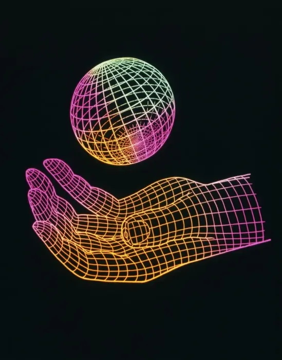Framed Print : Wire-Drawn Hand and Sphere Print Framed Print : Wire-Drawn Hand and Sphere Print
