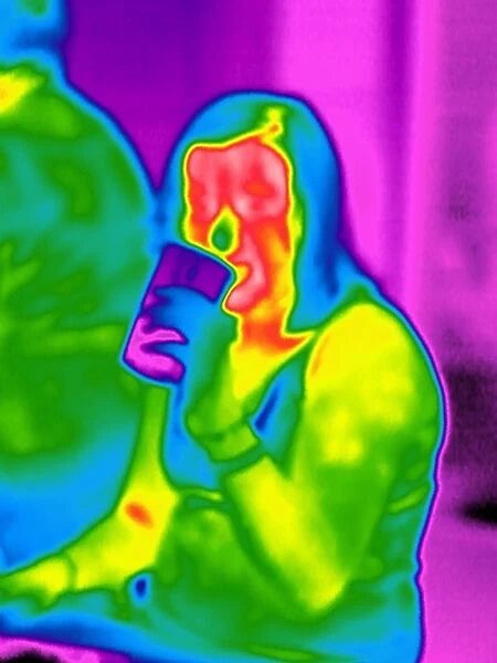 Woman drinking, thermogram