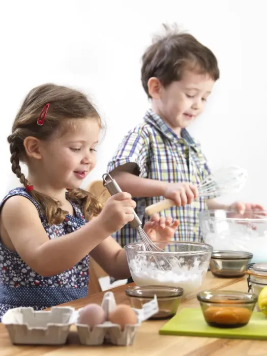 Framed Print : Young children baking Print Framed Print : Young children baking Print