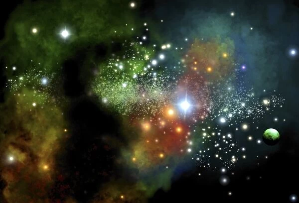 Young star cluster, artwork