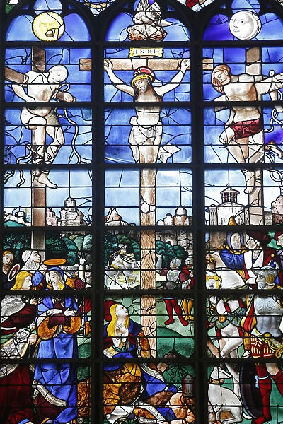16th-century stained glass windows set in the north wall of Saint Joan of Arc