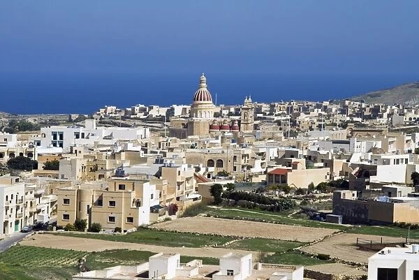 Aerial view of St. Lawrenz, Gozo Island, Malta, Mediterranean, Europe