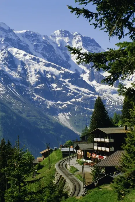 Framed Print : Alpine Railway Print, Murren Region Framed Print : Alpine Railway Print, Murren Region