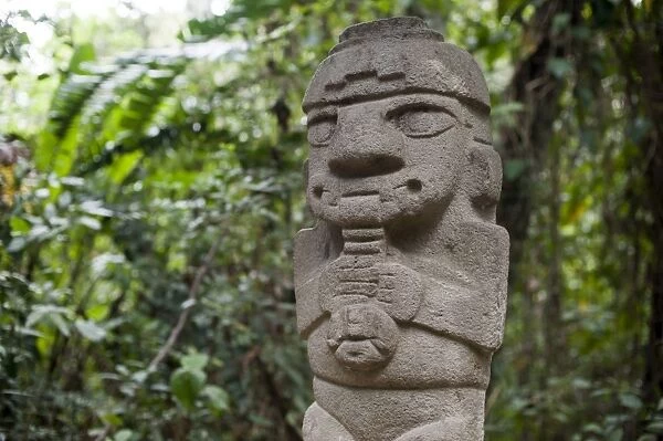 An ancient pre-Columbian stone carving at San Agustin, UNESCO World Heritage Site