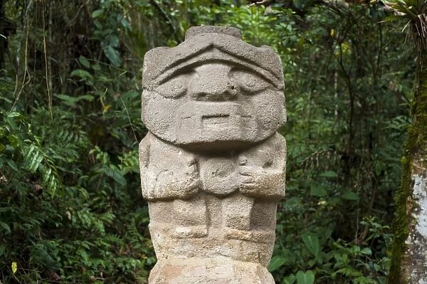 An ancient pre-Columbian stone carving at San Agustin, UNESCO World Heritage Site