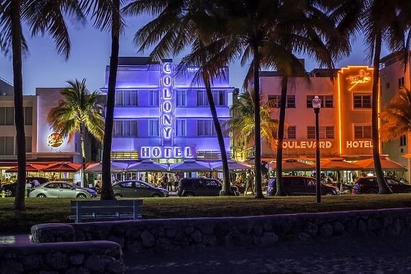 Art deco district, Ocean Drive, South Beach, Miami Beach, Miami, Florida, United States of America