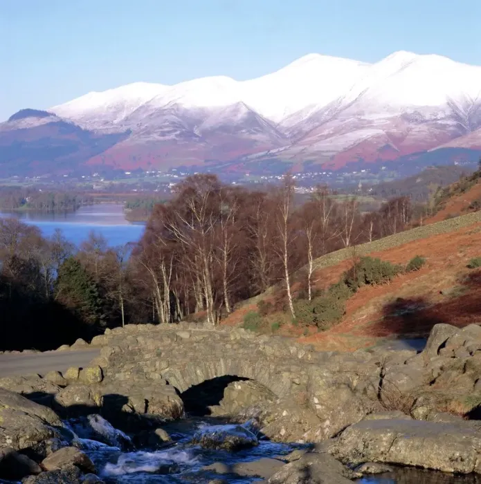 Framed Print : Ashness Bridge Print with Skiddaw in the background Framed Print : Ashness Bridge Print with Skiddaw in the background