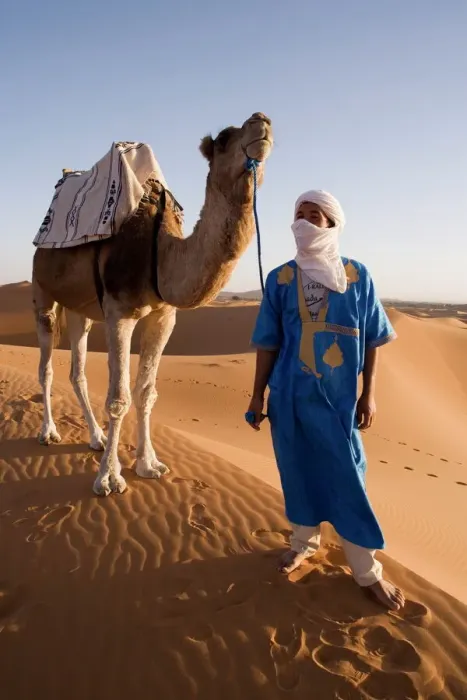 Framed Print : Berber Man Standing with His Camel Print Framed Print : Berber Man Standing with His Camel Print