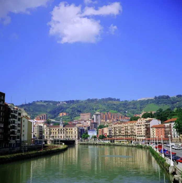 Framed Print : Bilbao Print - Cityscape of the Nervión River Framed Print : Bilbao Print - Cityscape of the Nervión River