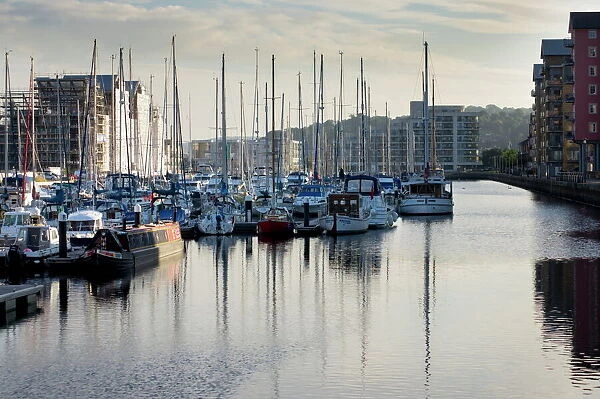 Boats moored in the newly completed marina in Portishead, Somerset, England, United Kingdom, Europe