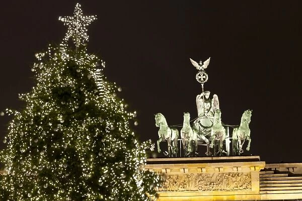 The Brandenburg Gate and Christmas Tree, Berlin, Germany, Europe