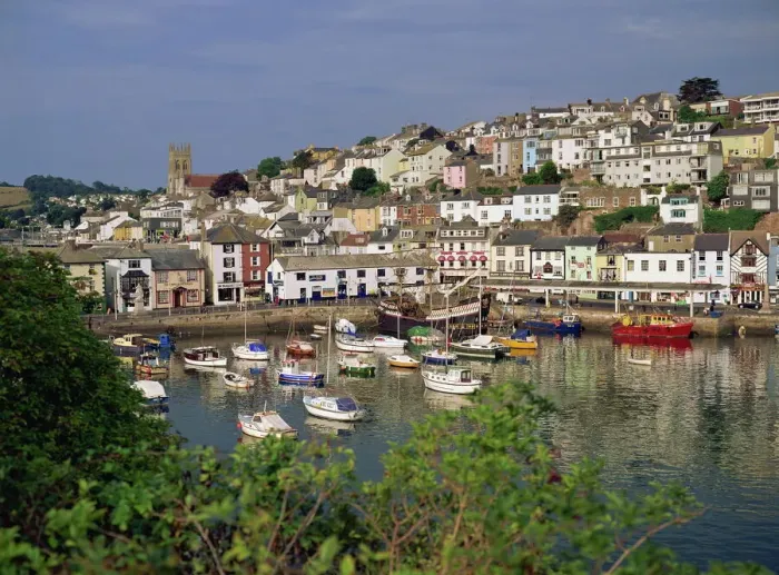 Framed Print : Brixham Harbour Print, Devon, England Framed Print : Brixham Harbour Print, Devon, England