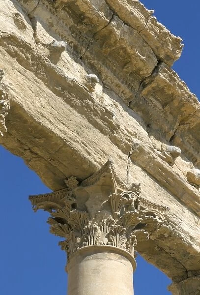 Carved capital and lintels of limestone
