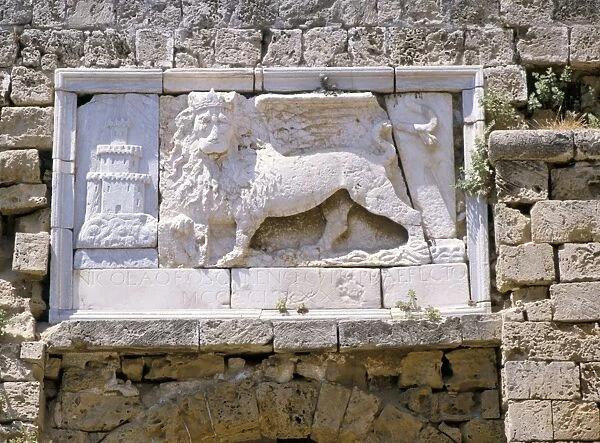 Carved winged lion of St. Mark above gate of the citadel, Famagusta, north of the island
