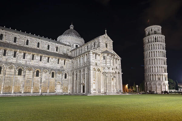 Cathedral (Duomo) and Leaning Tower at night, Piazza Dei Miracoli