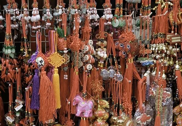 Chinese souvenirs on a market stall in Singapore, Southeast Asia, Asia