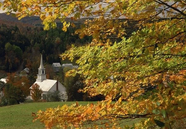 The church at Waits River, during autumn, Vermont, New England, United States of America