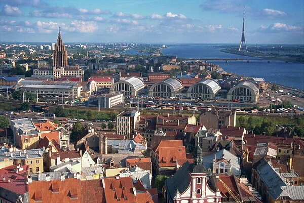 City skyline, including the TV Tower, Riga, Latvia, Baltic States, Europe