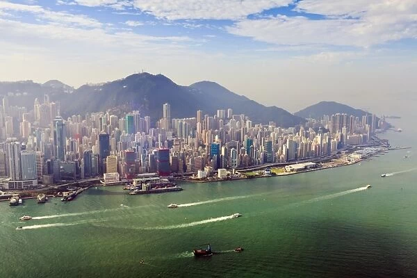 Cityscape of Hong Kong Island and Victoria Harbour, Hong Kong, China, Asia