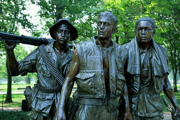 Close-up of statues on the Vietnam Veterans Memorial in Washington D