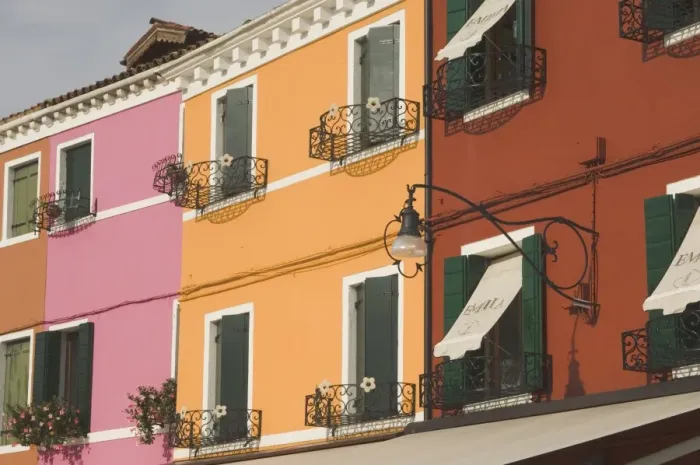 Framed Print : Coloured House Fronts Print, Burano Island Framed Print : Coloured House Fronts Print, Burano Island