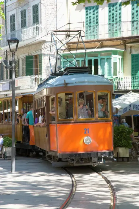 Framed Print : Colourful Tram Print, Soller, Mallorca Framed Print : Colourful Tram Print, Soller, Mallorca