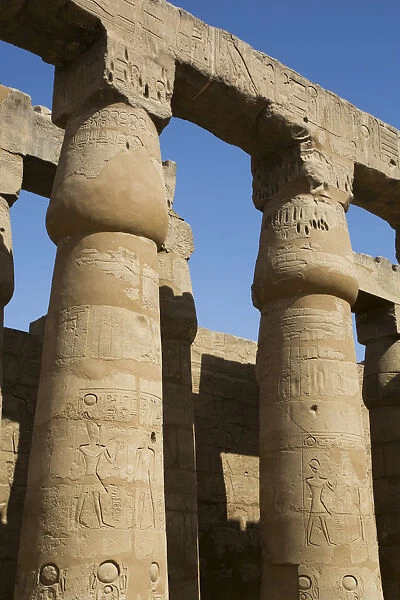 Columns in the Court of Ramses II, Luxor Temple, UNESCO World Heritage Site, Luxor
