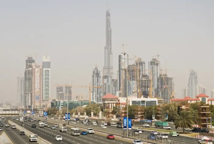 Framed Print : Construction site print along Sheik Zayed Road, Dubai