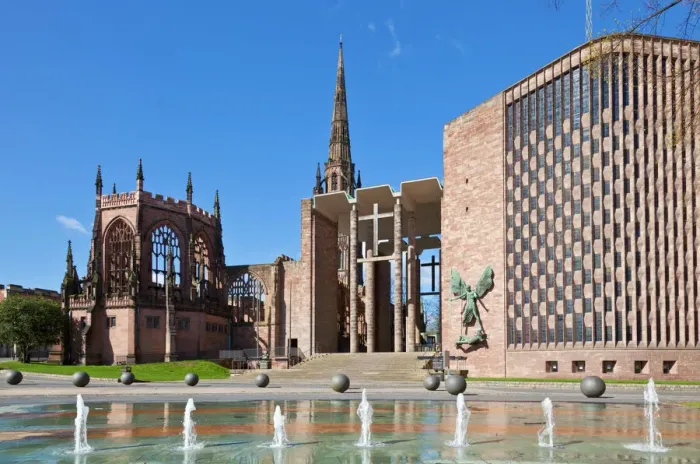 Framed Print : Coventry Old and New Cathedral Print, West Midlands, England Framed Print : Coventry Old and New Cathedral Print, West Midlands, England