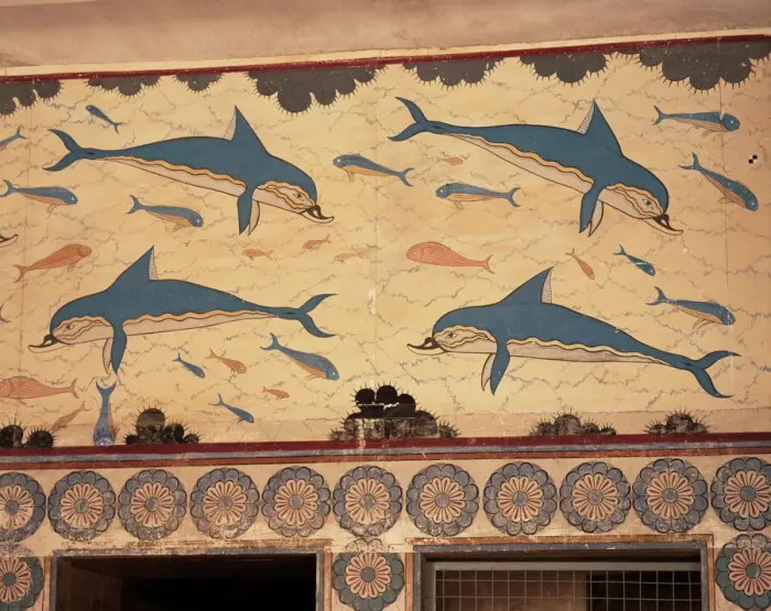 Framed Print : Dolphins Print from Knossos, Crete Framed Print : Dolphins Print from Knossos, Crete
