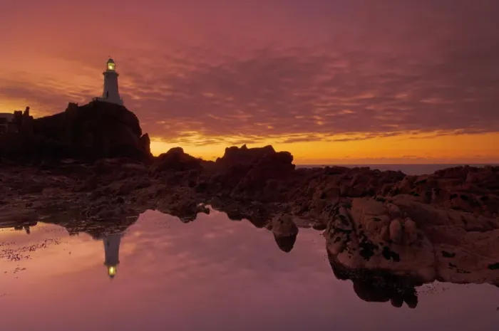 Framed Print : Corbiere Lighthouse Print at Low Tide Framed Print : Corbiere Lighthouse Print at Low Tide