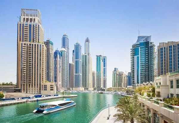 Dubai Marina skyline and harbour, Dubai City, United Arab Emirates, Middle East