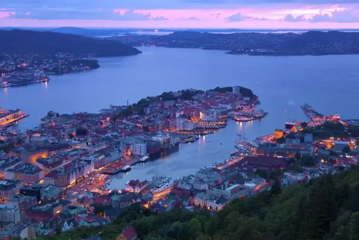 Framed Print : Elevated view over central Bergen Print Framed Print : Elevated view over central Bergen Print