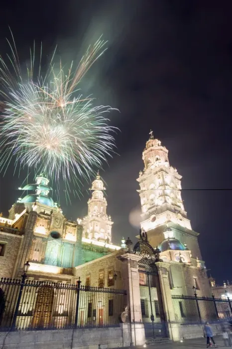 Framed Print : Firework Display Print over Morelia Cathedral Framed Print : Firework Display Print over Morelia Cathedral
