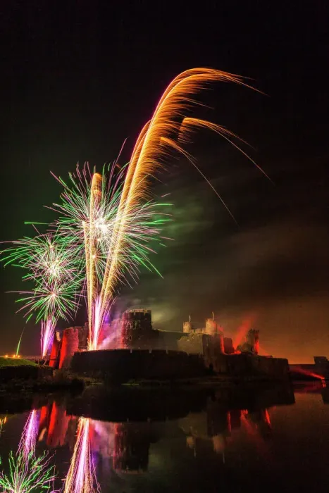 Framed Print : Caerphilly Castle Fireworks Print Framed Print : Caerphilly Castle Fireworks Print