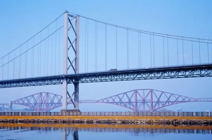 Framed Print : Firth of Forth Bridges Print, Road and Rail Suspension Framed Print : Firth of Forth Bridges Print, Road and Rail Suspension