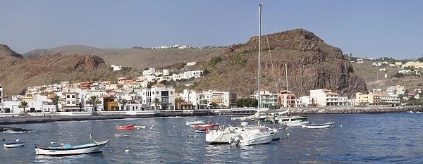 Fishing boats at the harbour, Playa de Santiago, La Gomera, Canary Islands, Spain, Atlantic, Europe