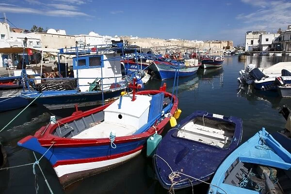 Fishing boats in old port canal, Bizerte, Tunisia, North Africa, Africa