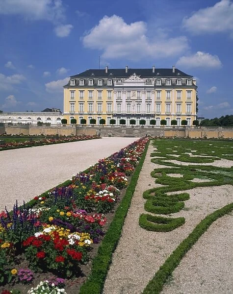 Formal gardens and the Augustusburg Castle near Bruhl
