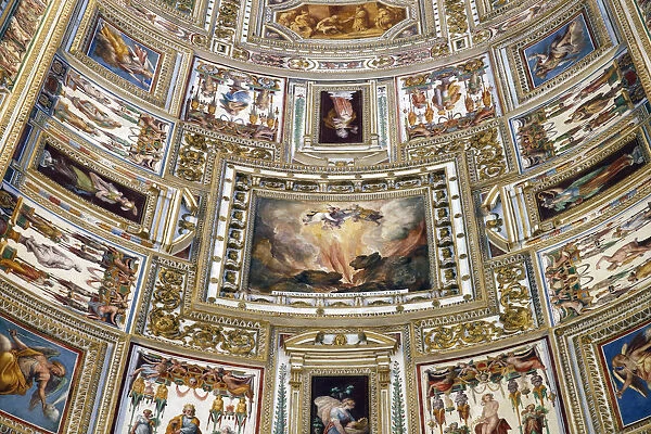 Frescoes on the ceiling of the Gallery of Maps, Vatican Museum, Rome, Lazio, Italy