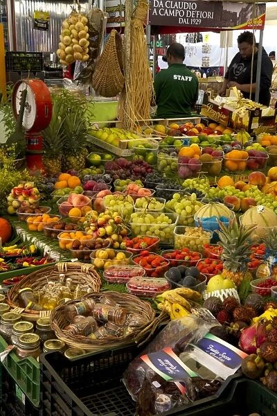 Fruit and vegetable stall at Campo de Fiori Market, Rome, Lazio, Italy, Europe