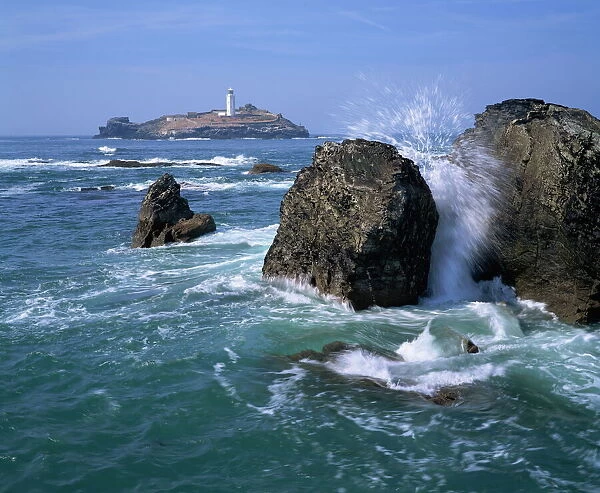 Godrevy Point lighthouse, Cornwall, England, United Kingdom, Europe