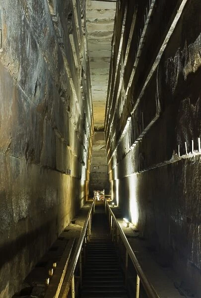 The Grand Gallery inside the Great Pyramid of Khufu (Cheops), Giza, UNESCO World Heritage Site