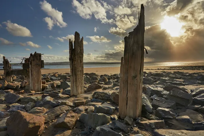 Framed Print : Groynes at Crow Point Beach Print Framed Print : Groynes at Crow Point Beach Print