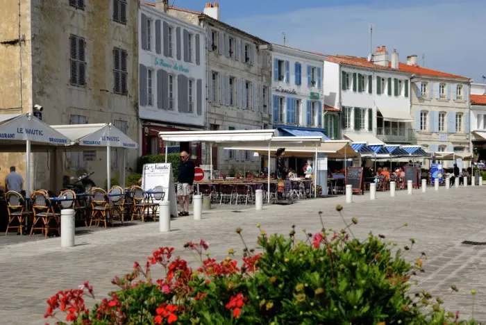 Framed Print : La Flotte Harbour Quayside Print Framed Print : La Flotte Harbour Quayside Print