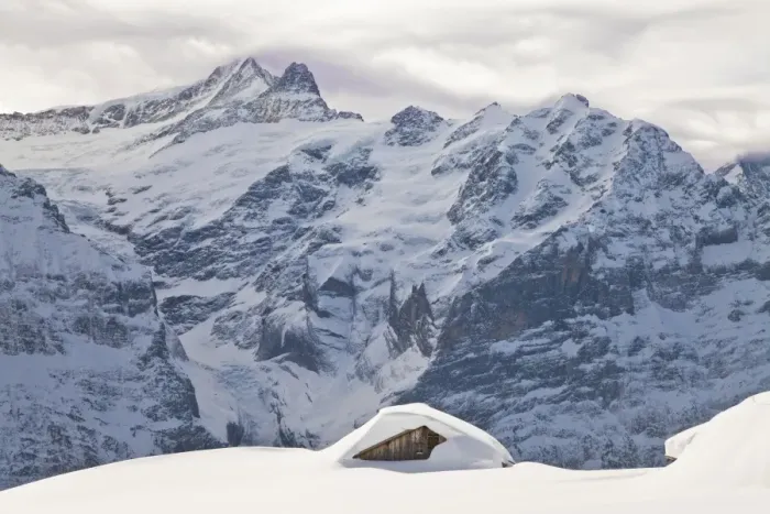 Framed Print : Heavy Snowfall Print of the Eiger North Face Framed Print : Heavy Snowfall Print of the Eiger North Face