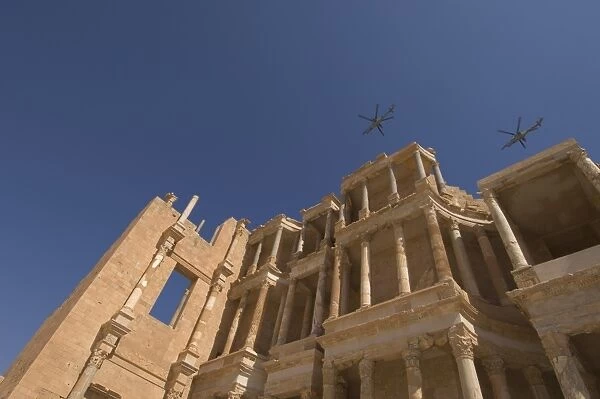 Helicopters flying over Roman Theatre