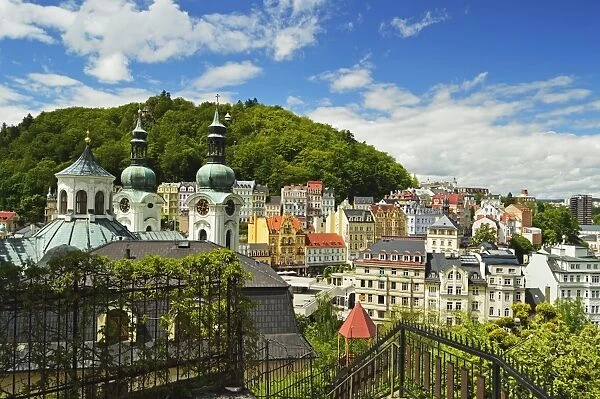 Historic spa section of Karlovy Vary, Bohemia, Czech Republic, Europe