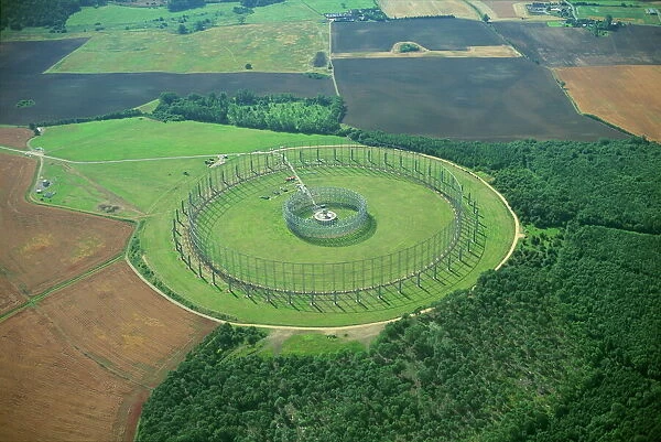 Large circular aerial at RAF Chicksands, a communications centre operated by the U