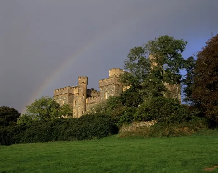 Framed Print : 19th Century Lews Castle Print with Rainbow Framed Print : 19th Century Lews Castle Print with Rainbow